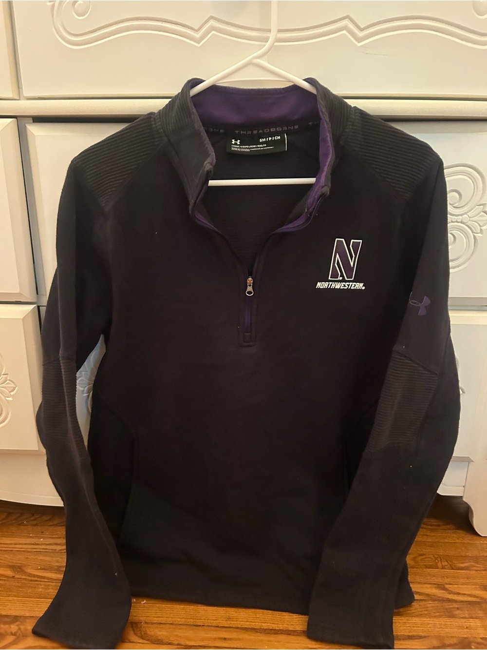 Women’s Under Armour Black and Purple Northwestern Quarter-Zip Pullover